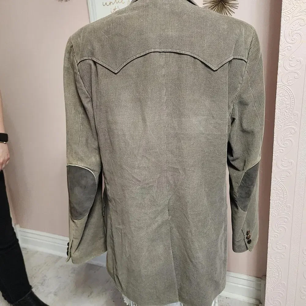 EUC Sheplers tan brown corduroy Blazer with leather elbows